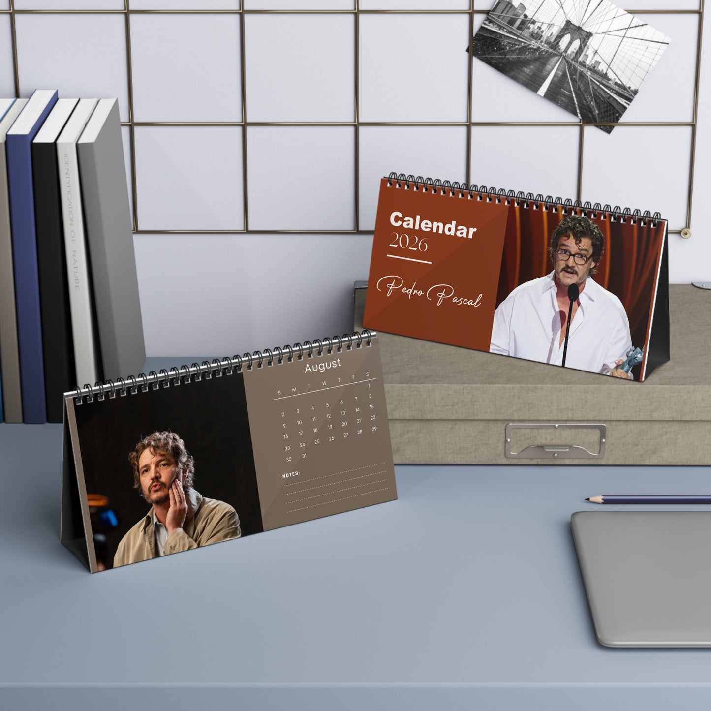 Pedro Pascal 2026 Desk Calendar | Premium Spiral Bound Celebrity Photo Calendar | High-Quality Fan Gift & Desk Décor