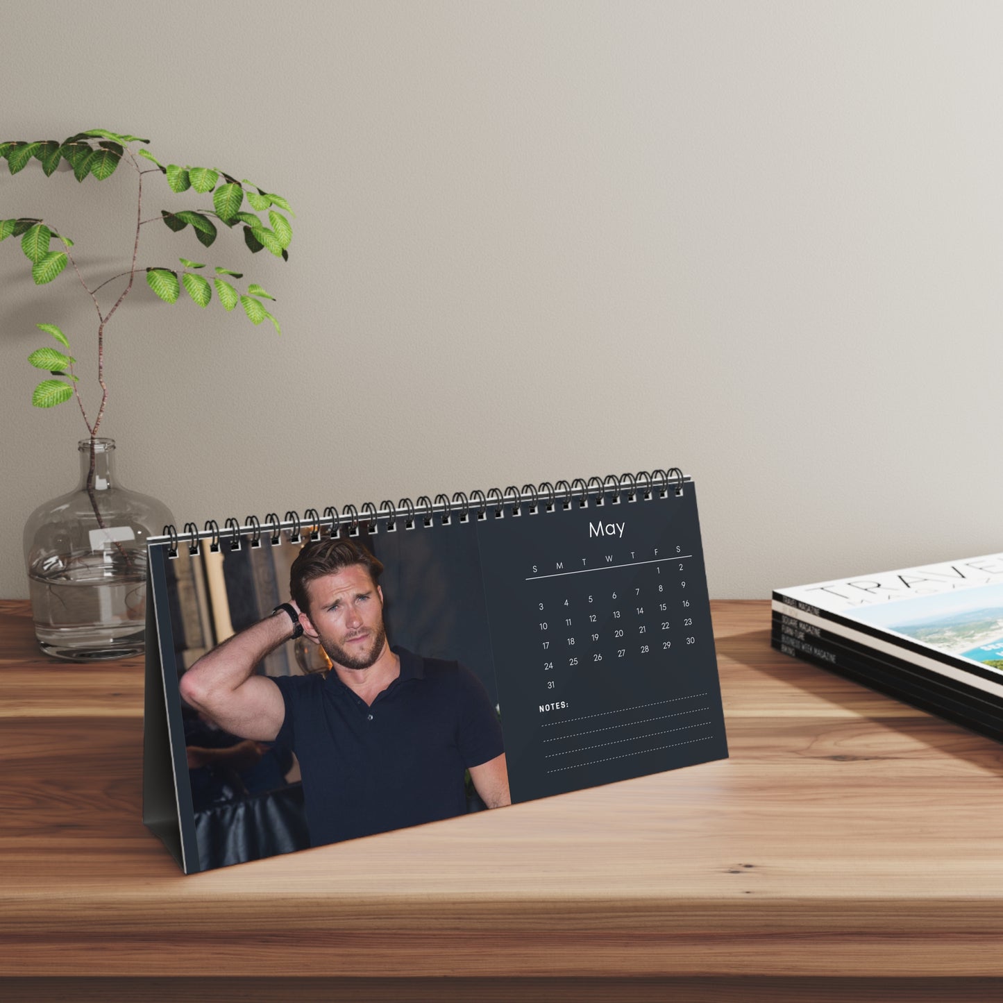 Scott Eastwood 2026 Desk Calendar | Premium Spiral Bound Celebrity Photo Calendar | High-Quality Fan Gift & Desk Décor