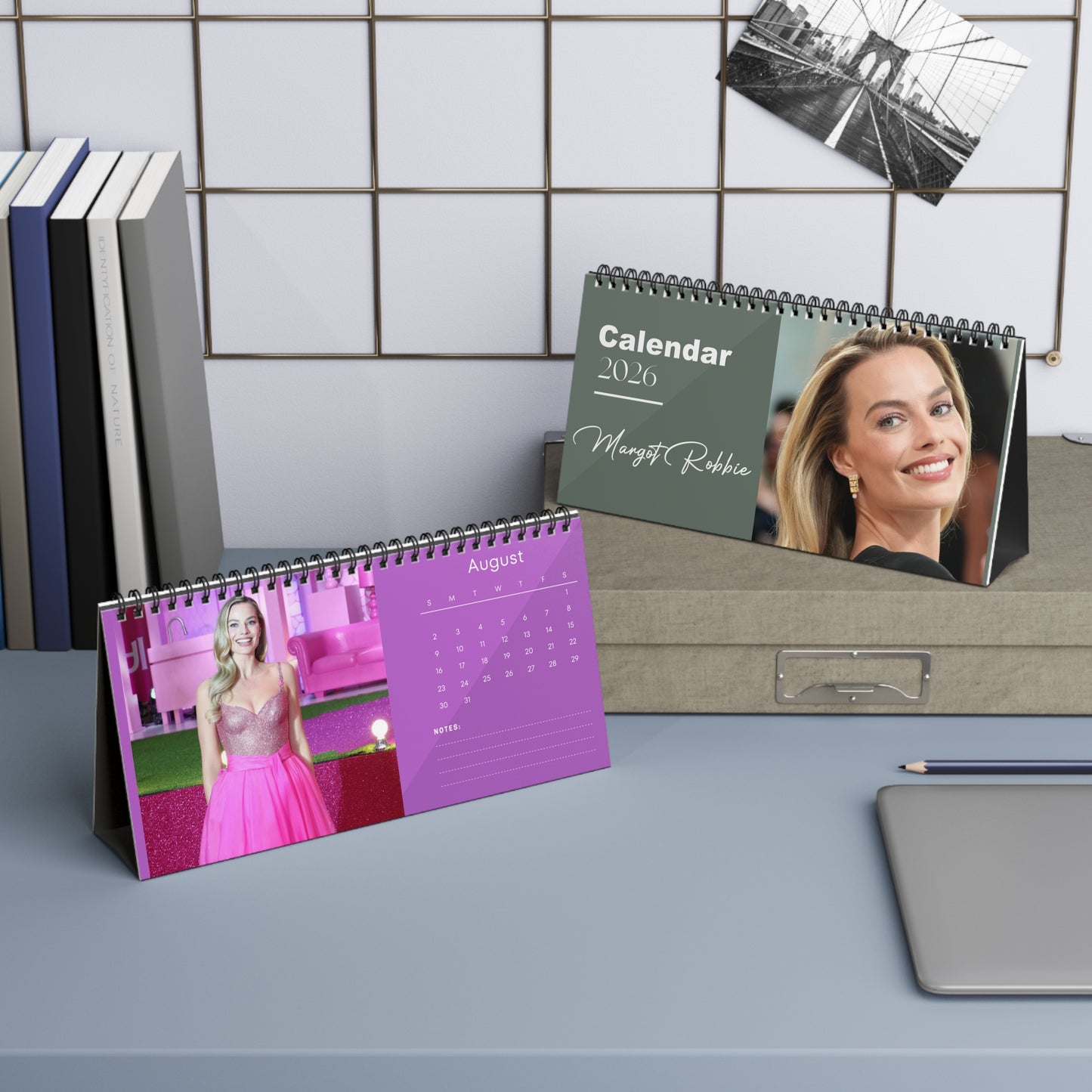 Margot Robbie 2026 Desk Calendar | Premium Spiral Bound Celebrity Photo Calendar | High-Quality Fan Gift & Desk Décor
