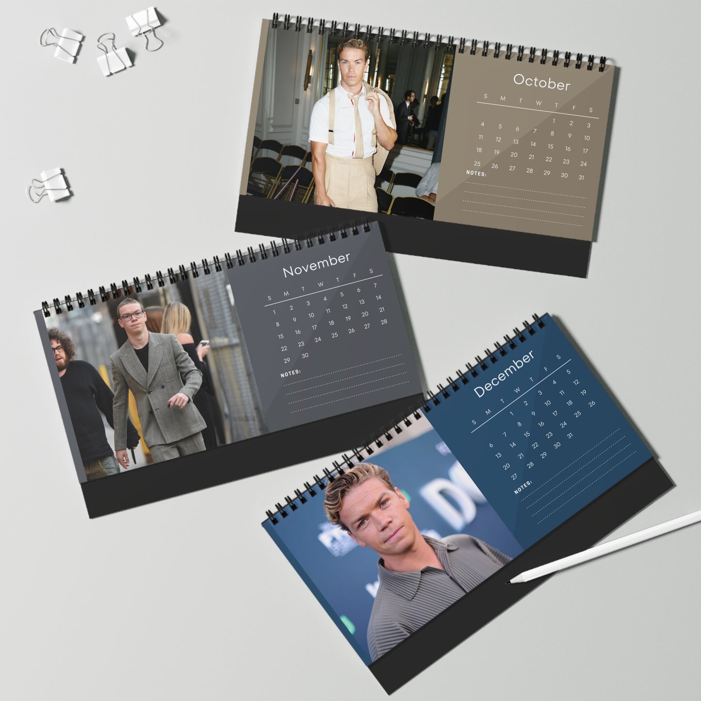 Will Poulter 2026 Desk Calendar | Premium Spiral Bound Celebrity Photo Calendar | High-Quality Fan Gift & Desk Décor