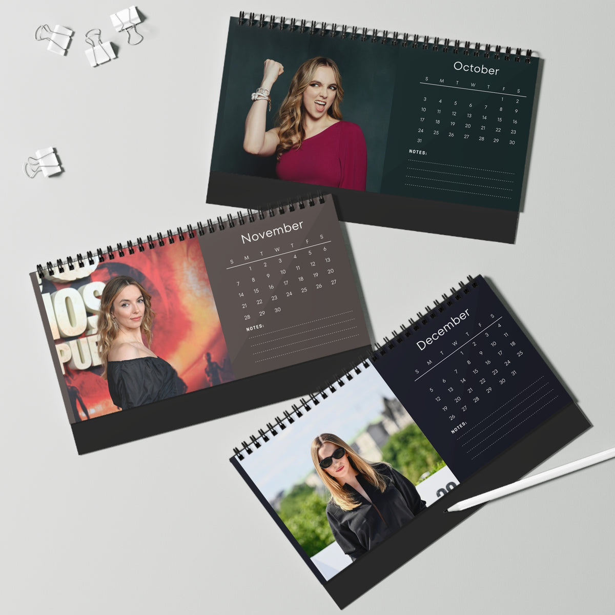 Jodie Comer 2027 Desk Calendar Vol 3 | Spiral Bound Photo Calendar | Fan Gift