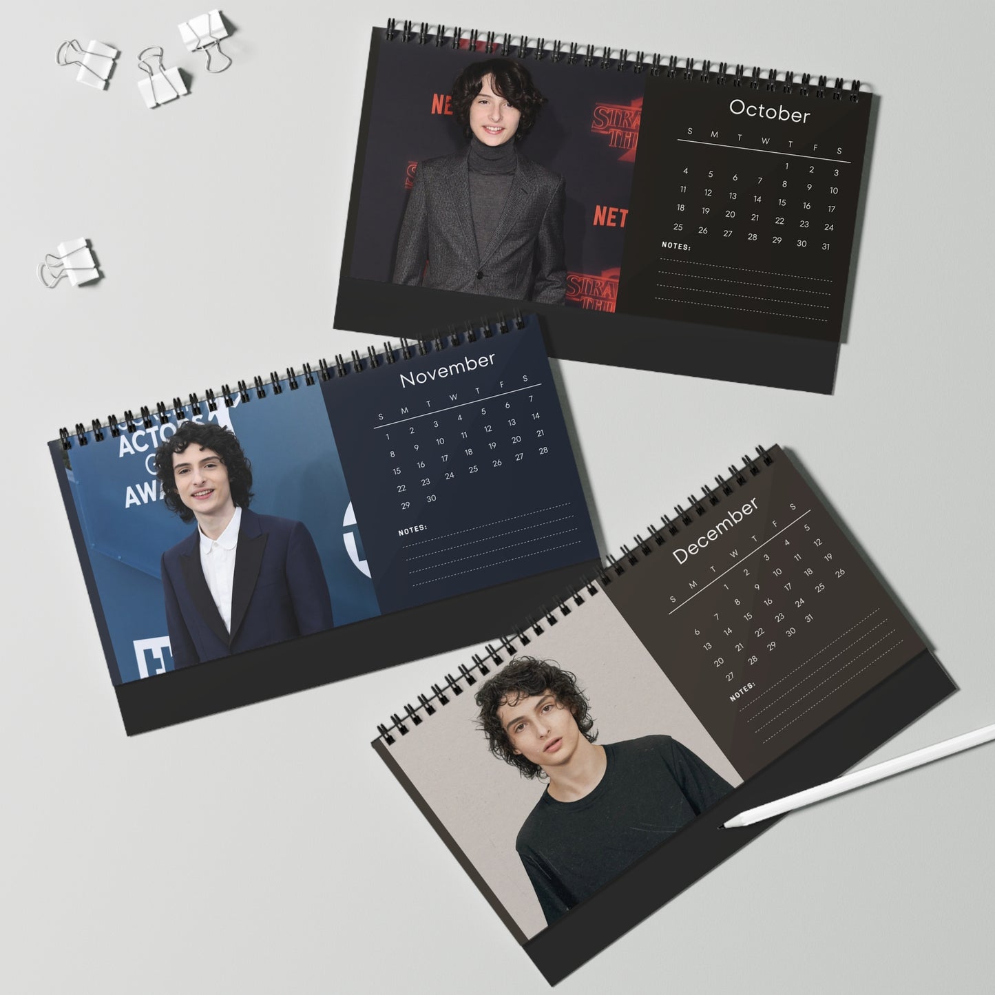 Finn Wolfhard 2026 Desk Calendar | Stranger Things Actor | It Movie Calendar | Actor Gift | Home Office Decor