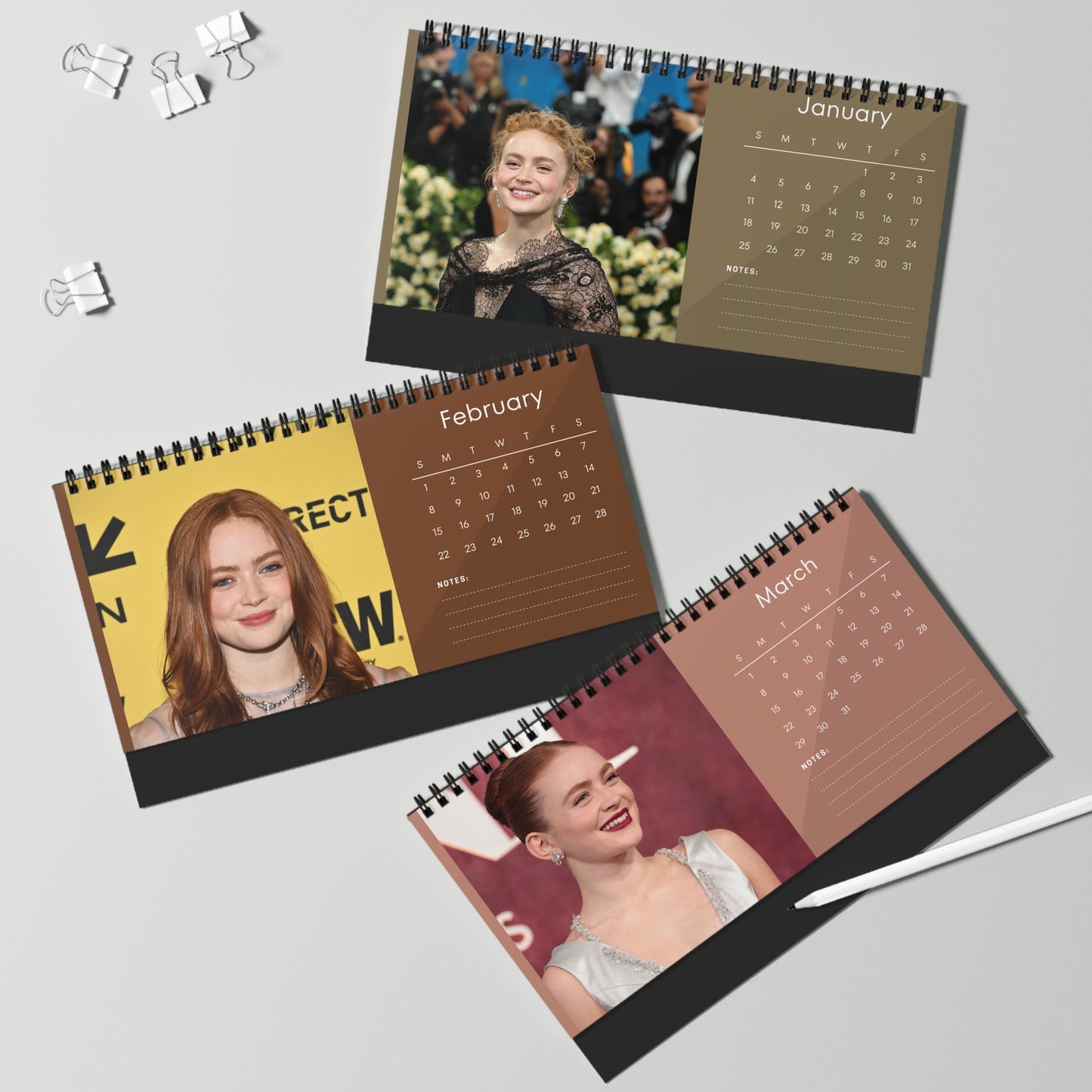 Sadie Sink 2026 Desk Calendar | Celebrity Spiral Bound Photo Calendar | Fan Collectible Gift | Stylish Desk & Office Décor