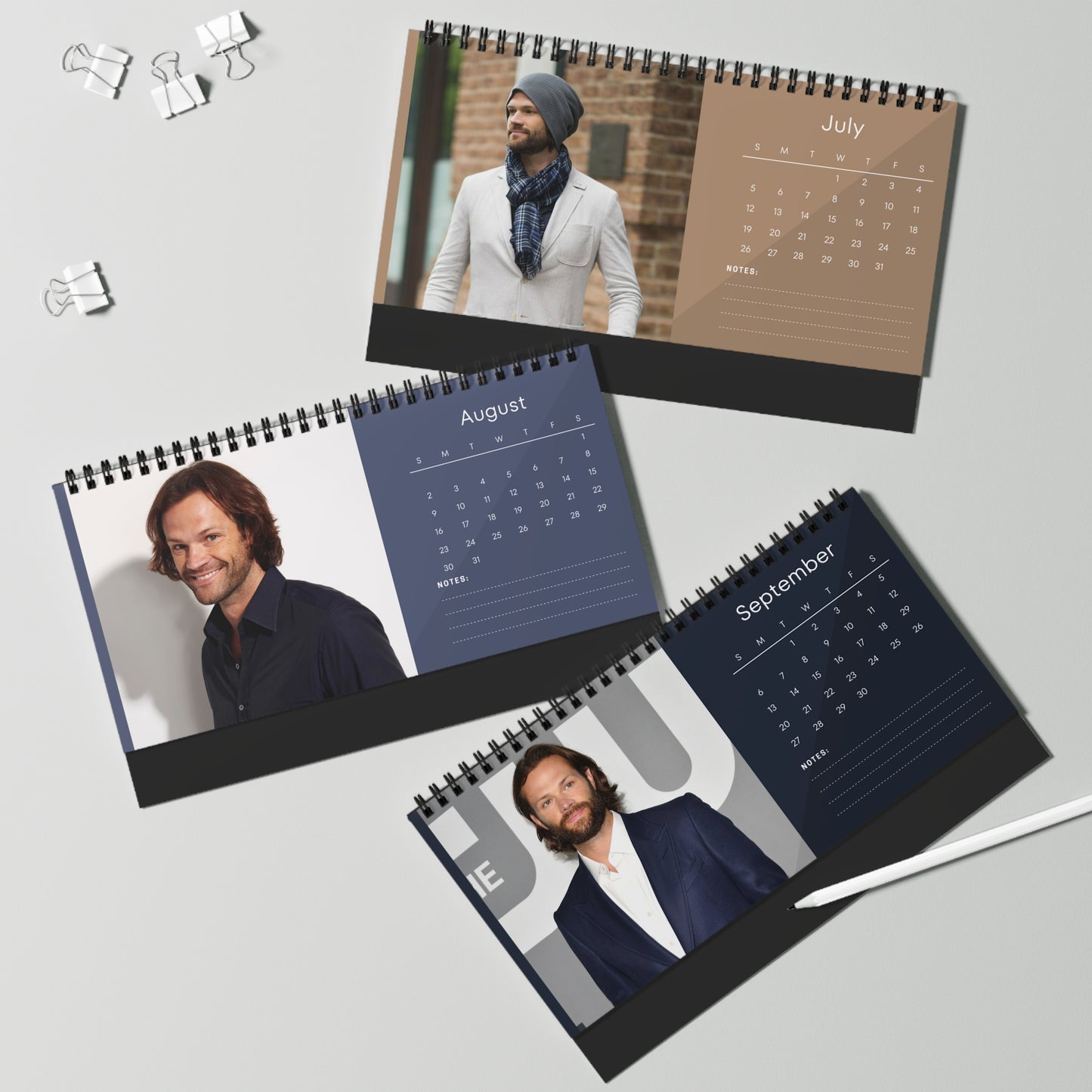 Jared Padalecki 2026 Desk Calendar | Supernatural Actor Monthly Planner | Sam Winchester Calendar | Jared Padalecki Gift | Office Decor