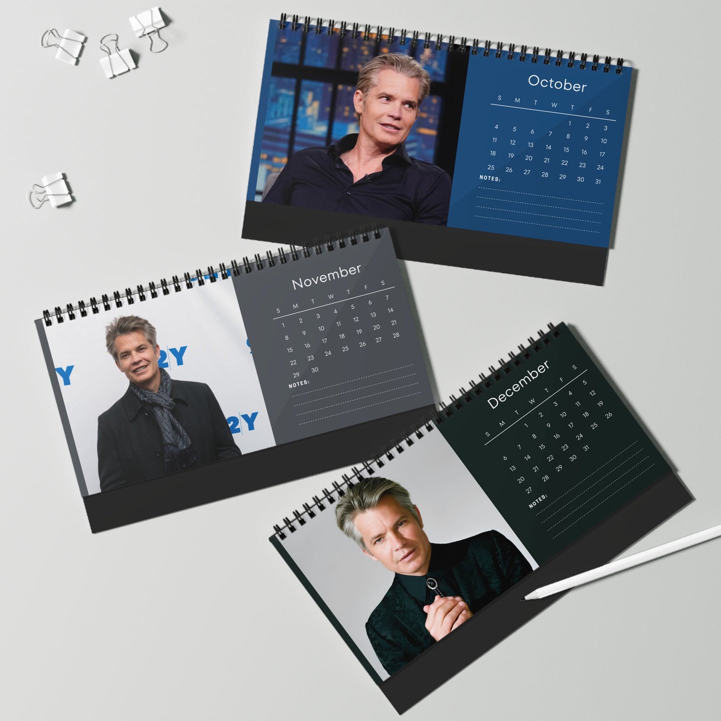 Timothy Olyphant 2026 Desk Calendar | Star Photo Calendar | Western TV Actor Gift