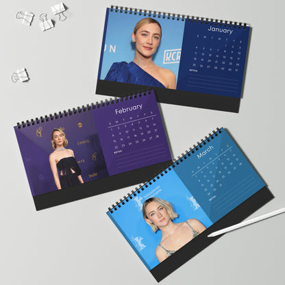 Saoirse Ronan 2026 Desk Calendar | Premium Spiral Bound Celebrity Photo Calendar | High-Quality Fan Gift & Desk Décor