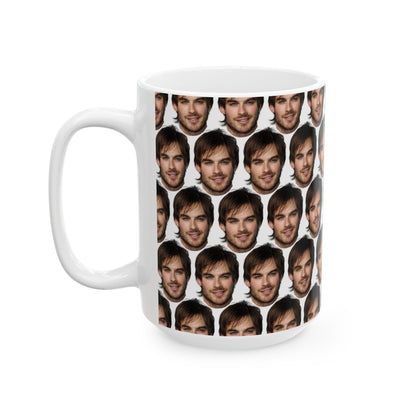 Ian Somerhalder Face Pattern Ceramic Mug | Unique Gift for Ian Somerhalder Fans