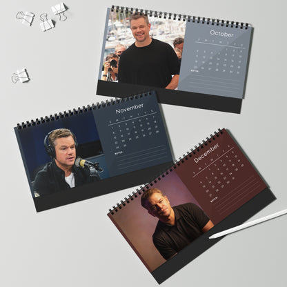 Matt Damon 2026 Desk Calendar | Premium Spiral Bound Celebrity Photo Calendar | High-Quality Fan Gift & Desk Décor