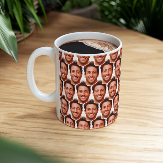 Daniel Ricciardo Funny Face Pattern Ceramic Mug | Unique Gift for Daniel Ricciardo Fans