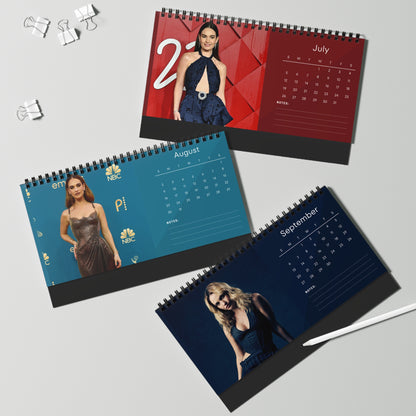 Lily James 2026 Desk Calendar | Premium Spiral Bound Celebrity Photo Calendar | High-Quality Fan Gift & Desk Décor