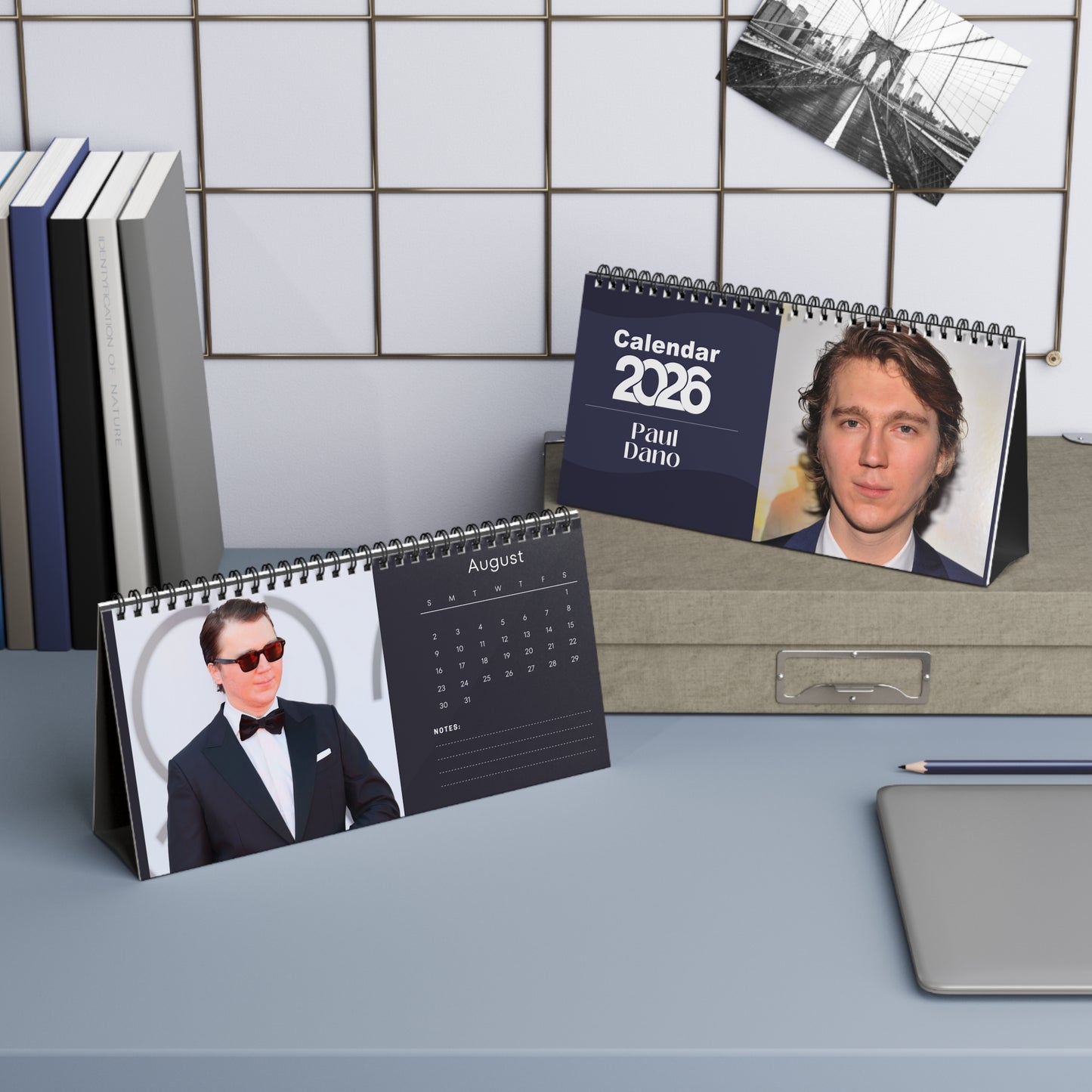 Paul Dano 2026 Desk Calendar | Premium Spiral Bound Celebrity Photo Calendar | Collectible Fan Gift | Stylish Desk & Office Décor