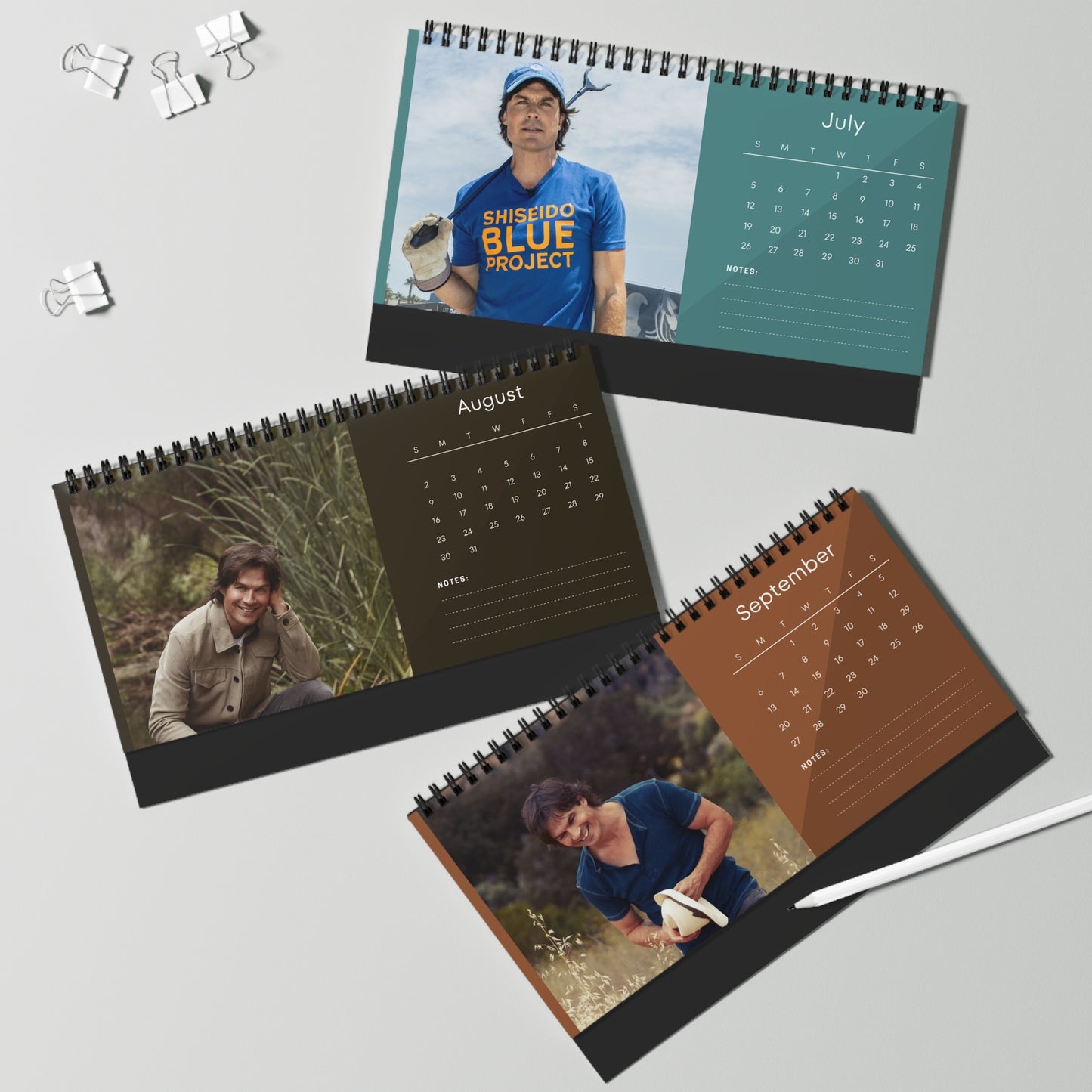 Ian Somerhalder 2026 Desk Calendar |  Celebrity Gift | Office Decor