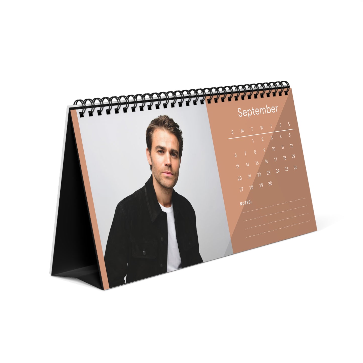 Paul Wesley 2026 Desk Calendar | Celebrity Spiral Bound Photo Calendar | Fan Collectible Gift | Stylish Desk & Office Décor