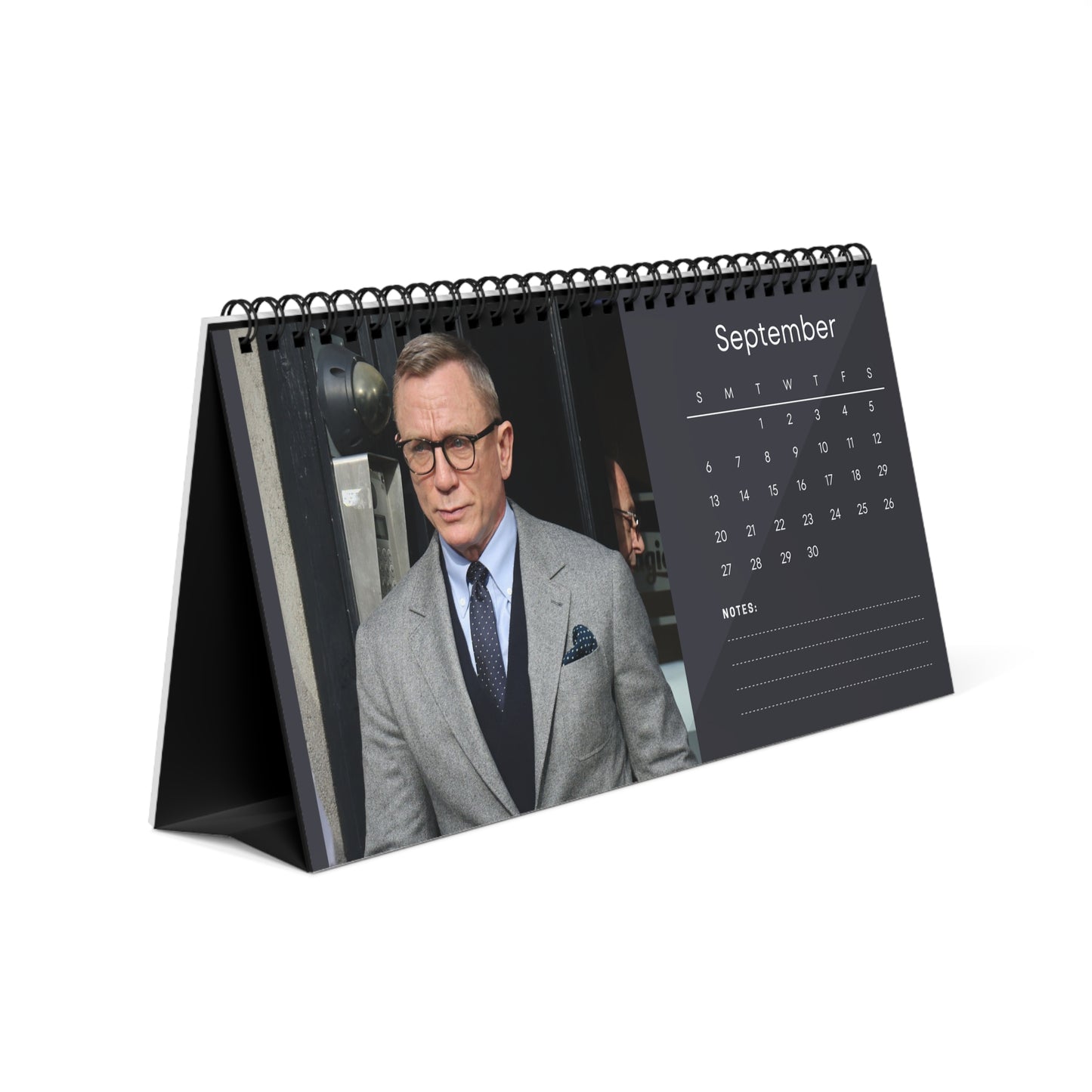 Daniel Craig 2026 Desk Calendar | Premium Spiral Bound Celebrity Photo Calendar | High-Quality Fan Gift & Desk Décor