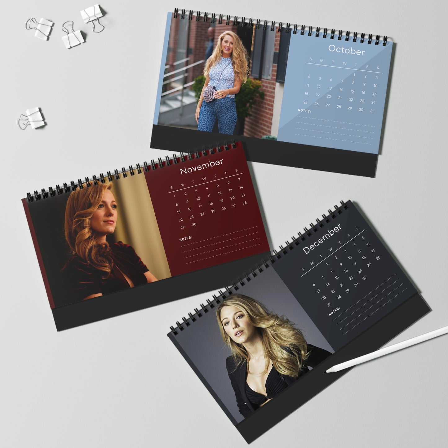 Blake Lively 2026 Desk Calendar | Celebrity Spiral Bound Photo Calendar | Fan Collectible Gift | Stylish Desk & Office Décor