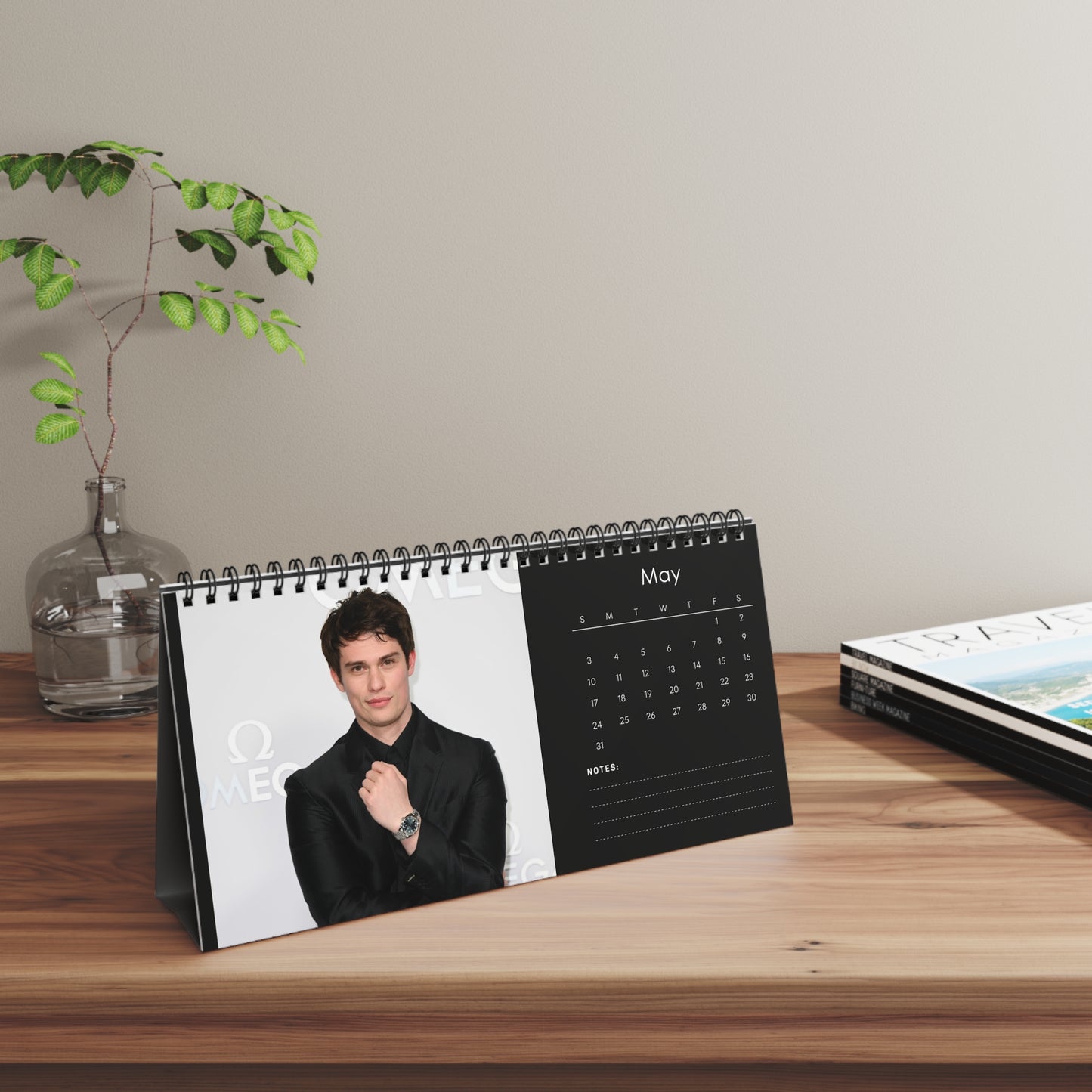 Nicholas Galitzine 2026 Desk Calendar | Celebrity Spiral Bound Photo Calendar | Fan Collectible Gift | Stylish Desk & Office Décor