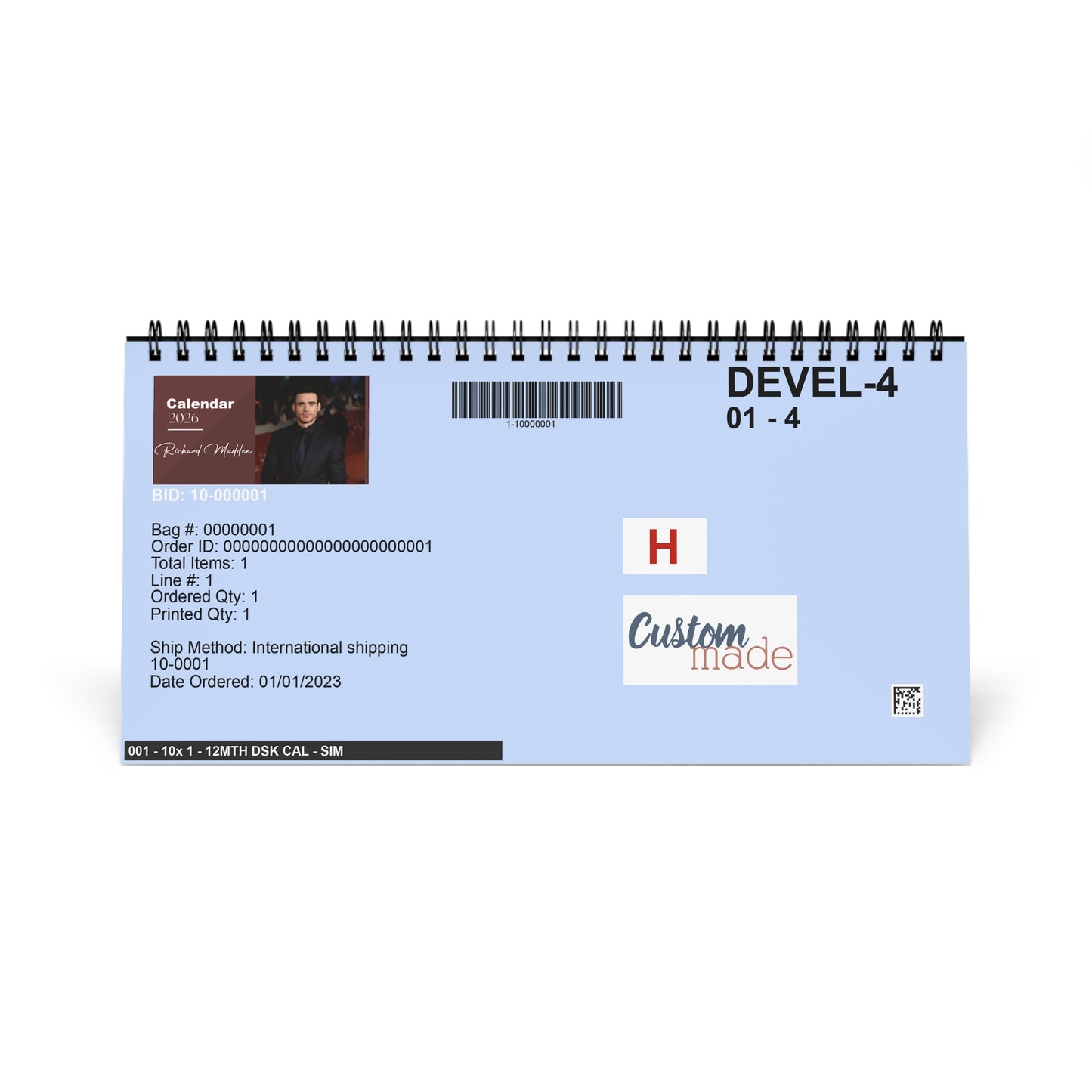 Richard Madden 2026 Desk Calendar | Premium Spiral Bound Celebrity Photo Calendar | High-Quality Fan Gift & Desk Décor