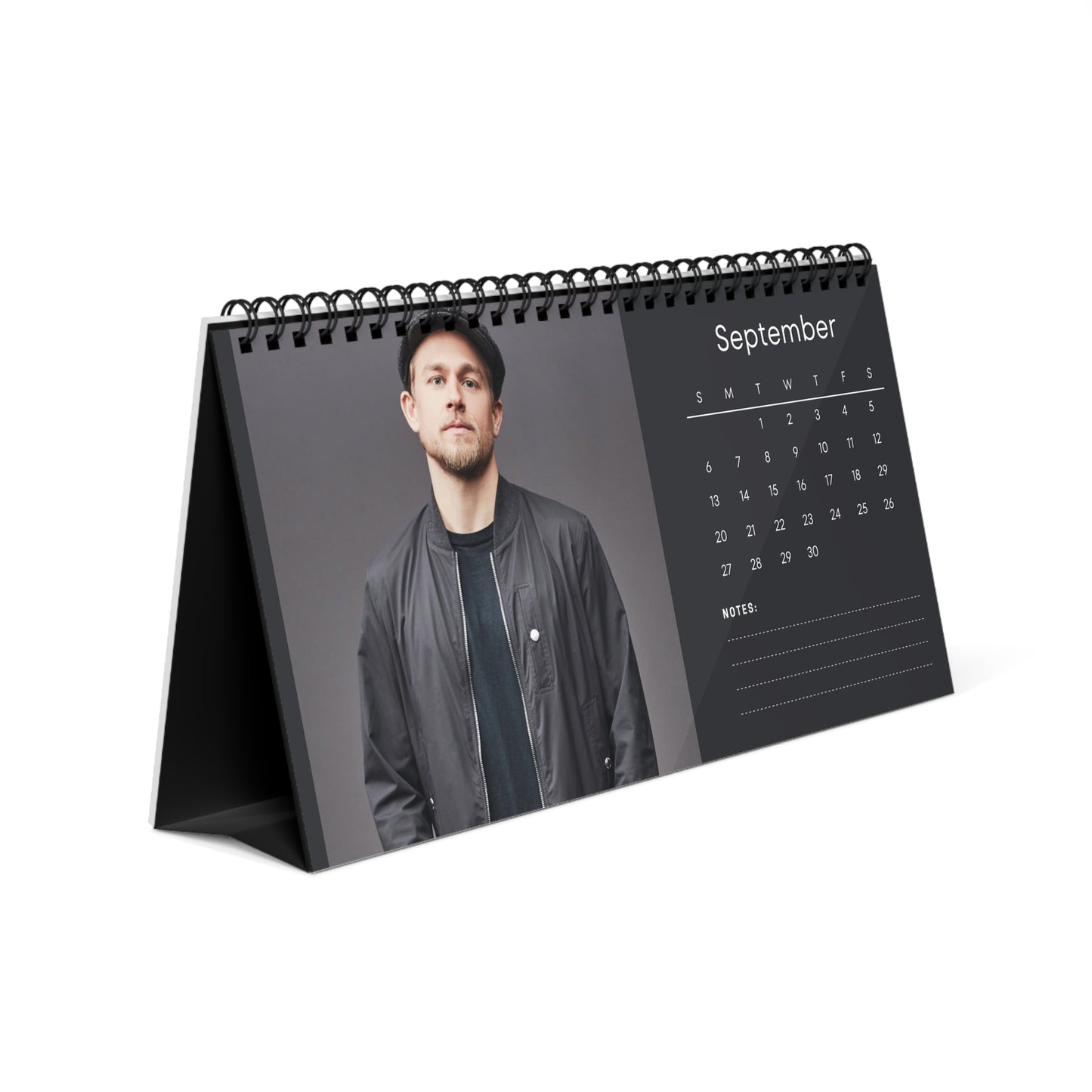 Charlie Hunnam 2026 Desk Calendar | Premium Spiral Bound Celebrity Photo Calendar | High-Quality Fan Gift & Desk Décor