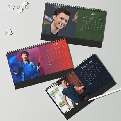 Tom Holland 2026 Desk Calendar | Celebrity Spiral Bound Photo Calendar | Fan Collectible Gift | Stylish Desk & Office Décor