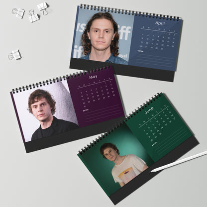 Evan Peters 2026 Desk Calendar | Premium Spiral Bound Celebrity Photo Calendar | High-Quality Fan Gift & Desk Décor