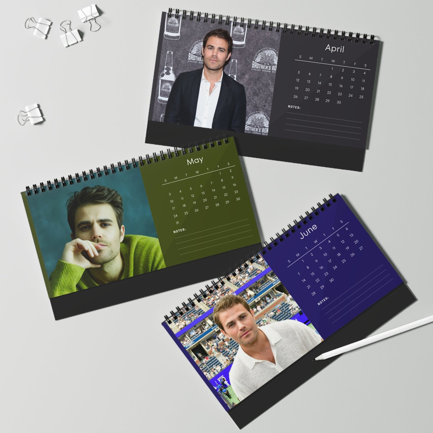 Paul Wesley 2026 Desk Calendar |Premium Spiral Bound Celebrity Photo Calendar | Perfect Fan Gift & Desk Décor