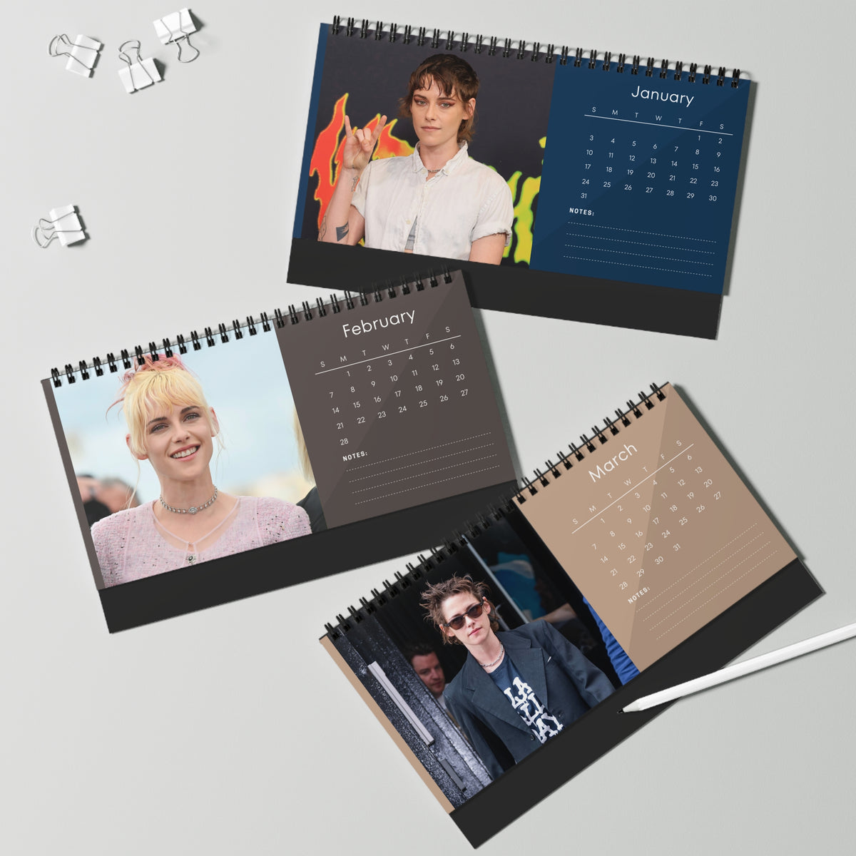 Kristen Stewart 2027 Desk Calendar Vol 2 | Spiral Bound Photo Calendar | Fan Gift
