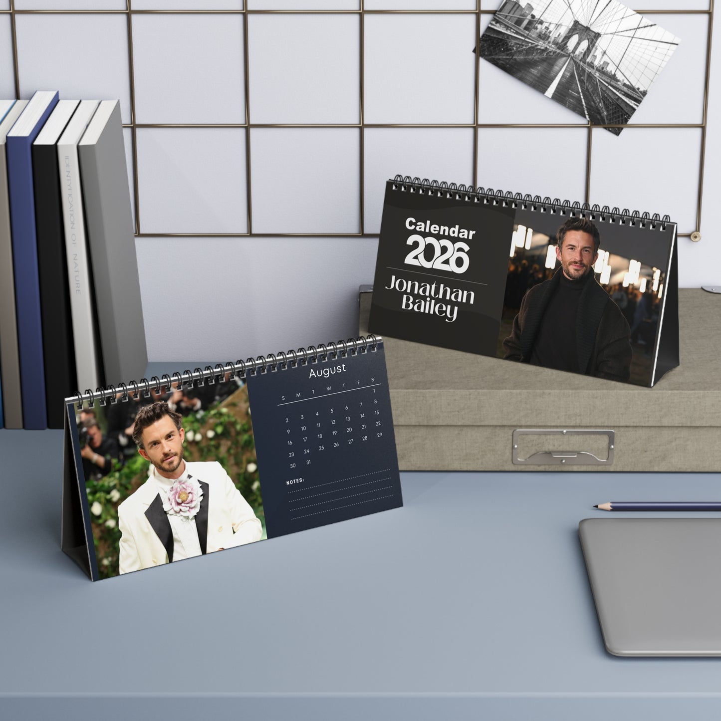 Jonathan Bailey 2026 Desk Calendar | Premium Spiral Bound Celebrity Photo Calendar | Collectible Fan Gift | Stylish Desk & Office Décor