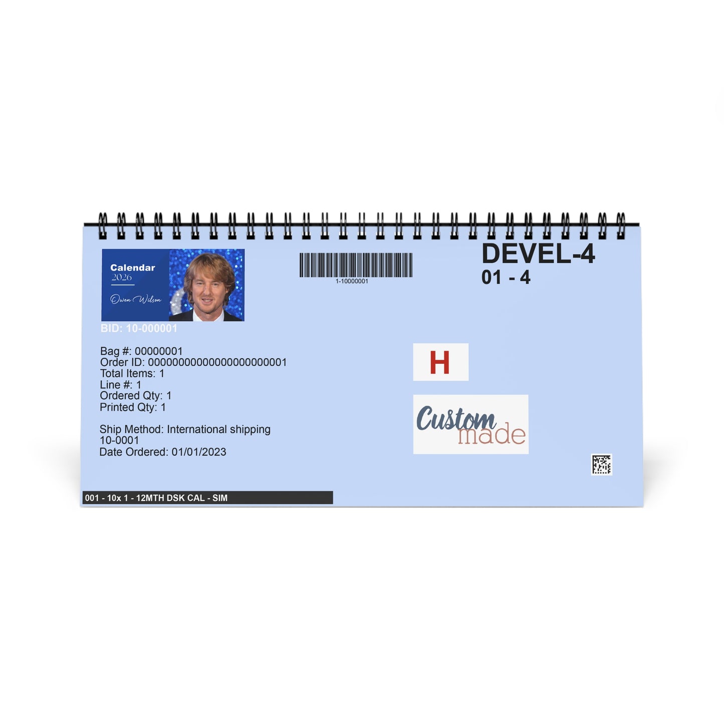 Owen Wilson 2026 Desk Calendar | Premium Spiral Bound Celebrity Photo Calendar | High-Quality Fan Gift & Desk Décor