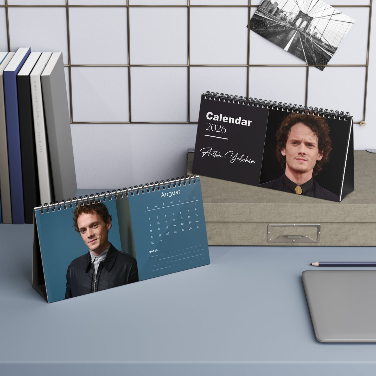 Anton Yelchin 2026 Desk Calendar | Premium Celebrity Photo Calendar for Fans | Stylish Spiral Bound Collectible Desk Décor