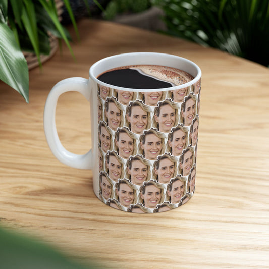 Sarah Paulson Face Pattern Ceramic Mug | Unique Gift for Sarah Paulson Fans