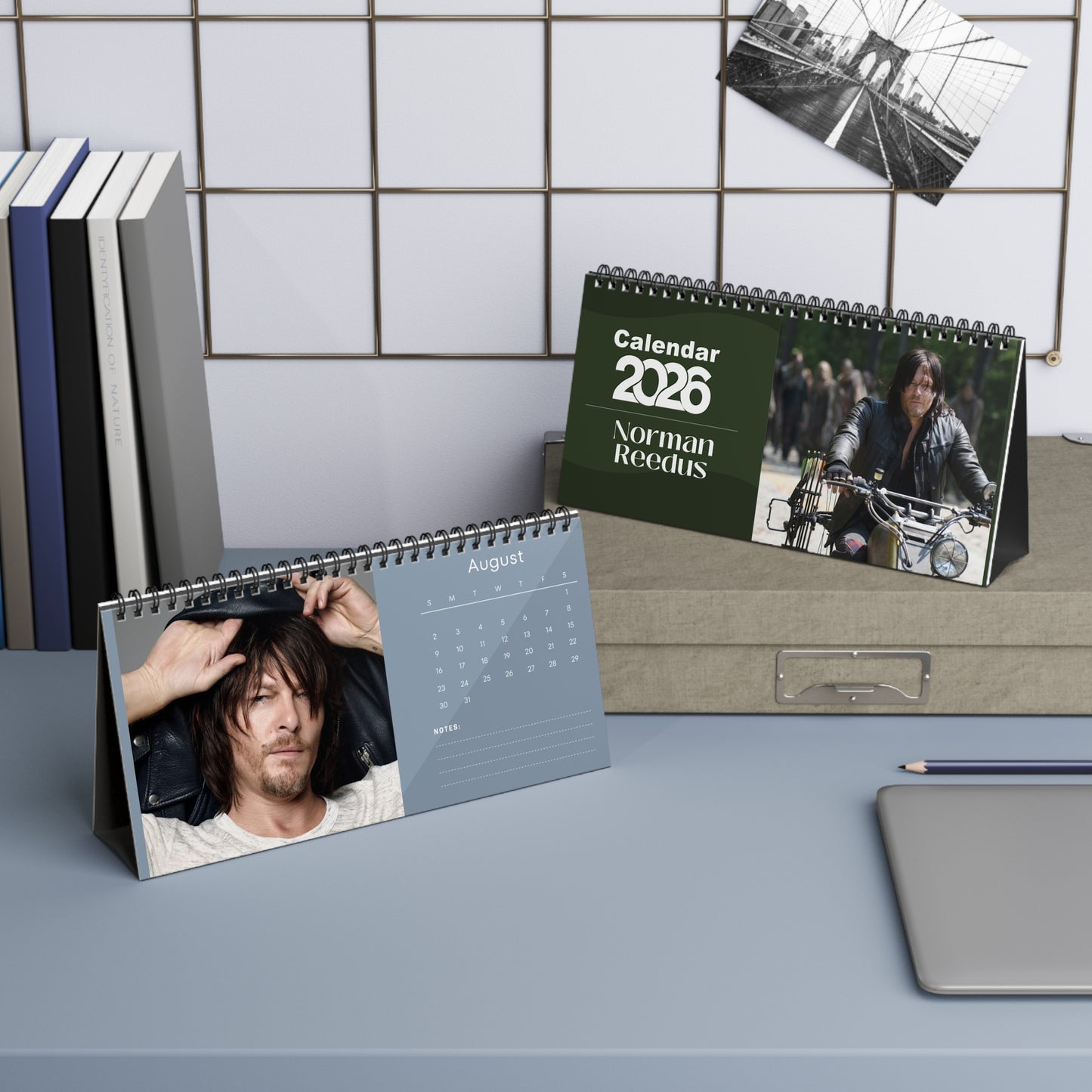 Norman Reedus 2026 Desk Calendar | Celebrity Spiral Bound Photo Calendar | Fan Collectible Gift | Stylish Desk & Office Décor