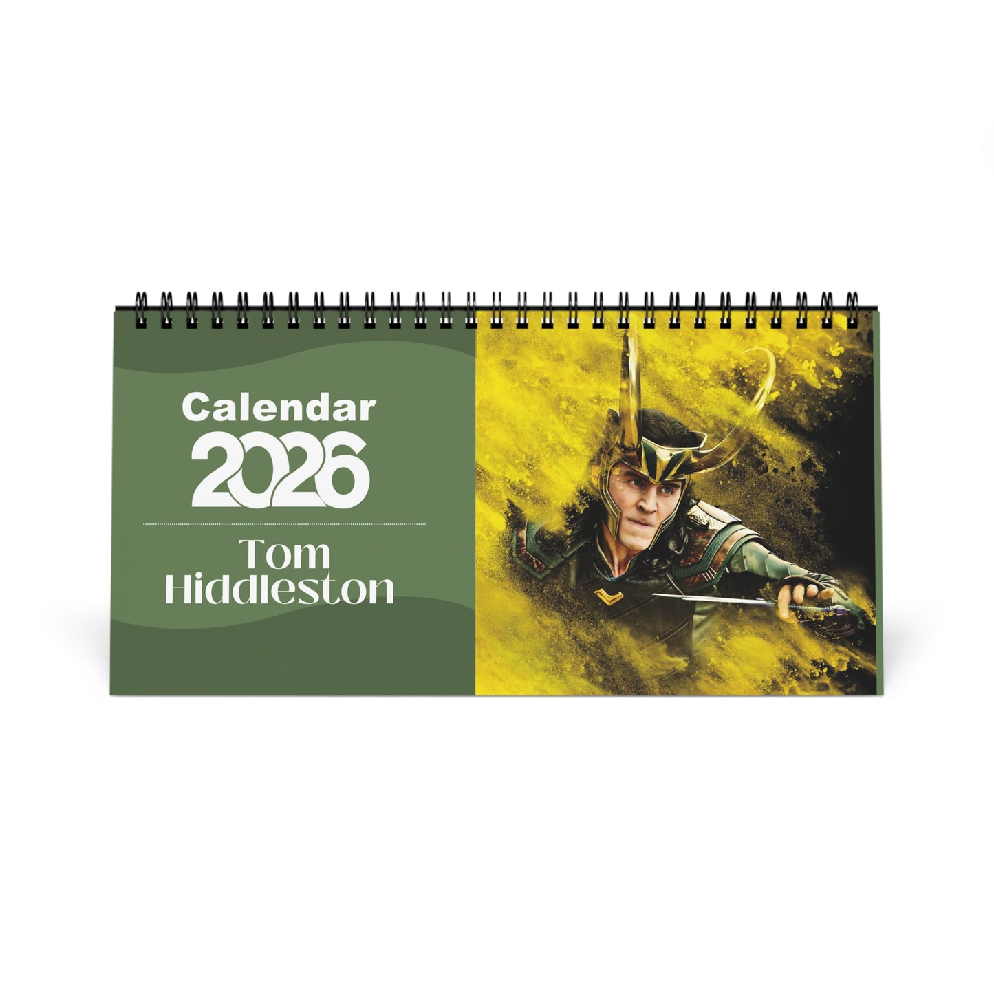 Tom Hiddleston 2026 Desk Calendar | Premium Spiral Bound Celebrity Photo Calendar | Collectible Fan Gift | Stylish Desk & Office Décor