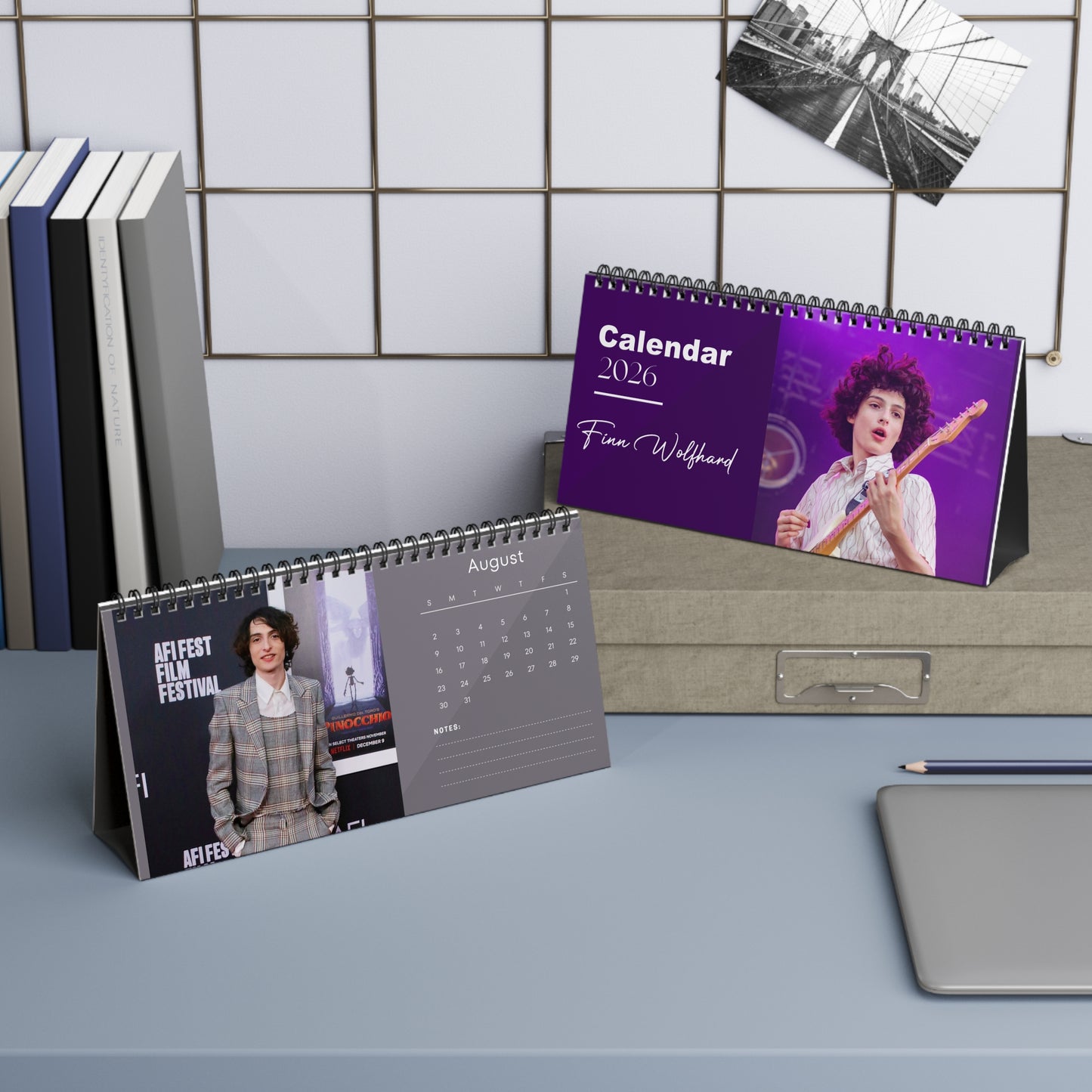 Finn Wolfhard 2026 Desk Calendar | Stranger Things Star | Celebrity Fan Gift | Cool Actor Desk Décor | Collectible Photo Calendar