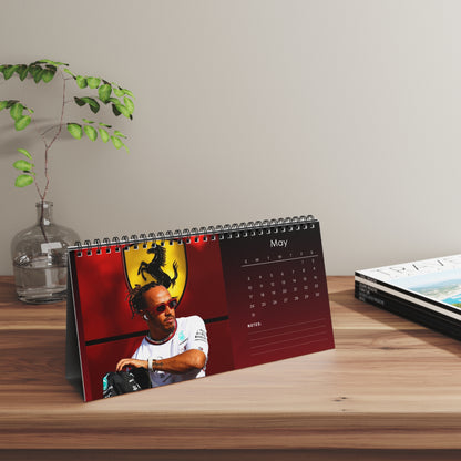 Lewis Hamilton 2026 Desk Calendar | F1 Racing Star Spiral Bound Photo Calendar | Fan Collectible Gift | Stylish Desk & Office Décor