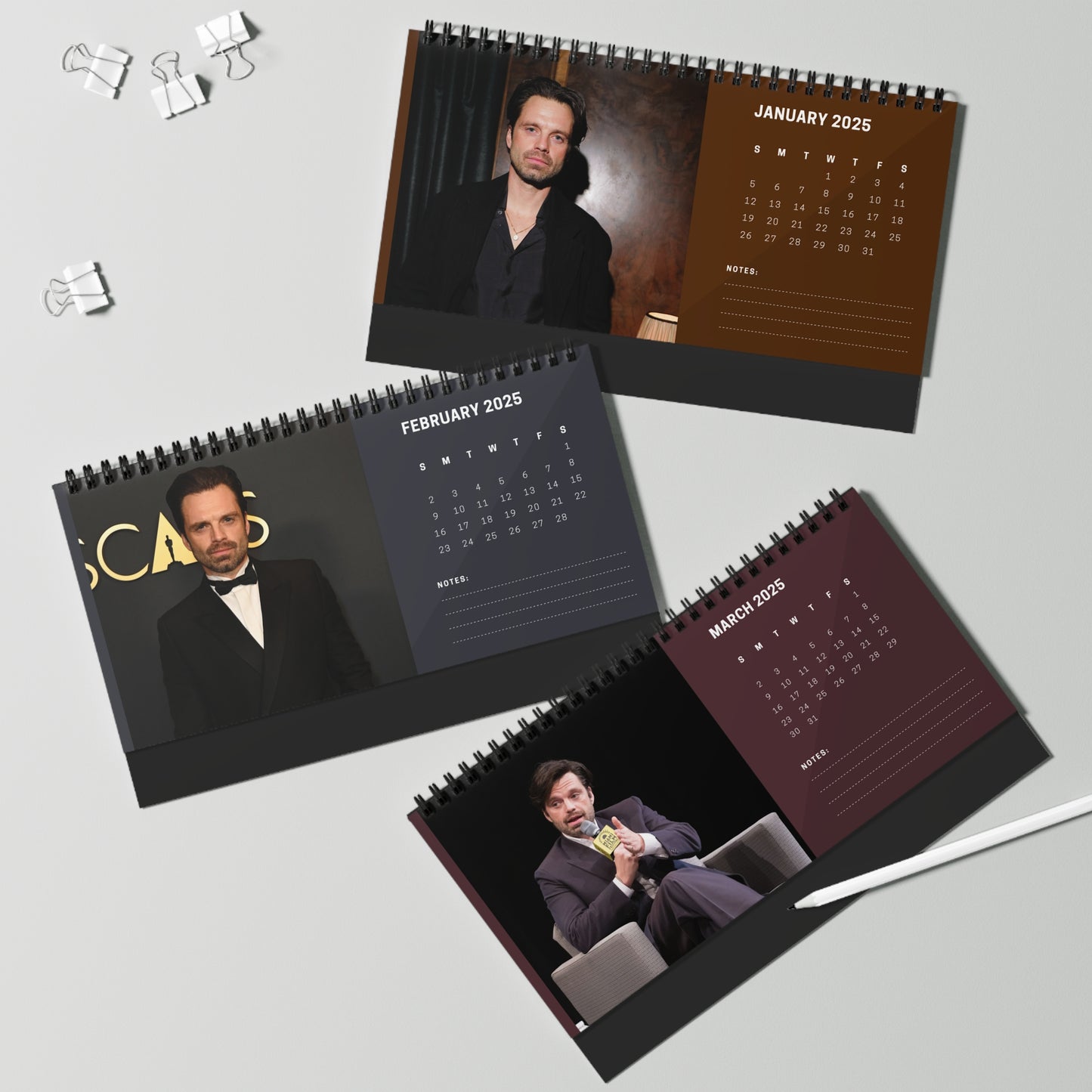 Sebastian Stan 2025 Desk Calendar | Sebastian Stan Calendar | Fan Gift