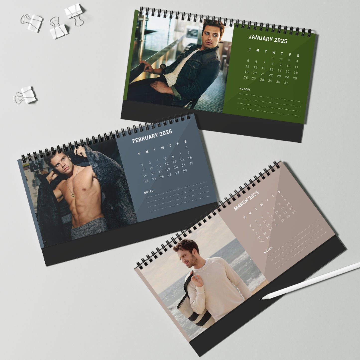 Sebastian Stan 2024 Desk Calendar | Sebastian Stan Calendar | Fan Gift