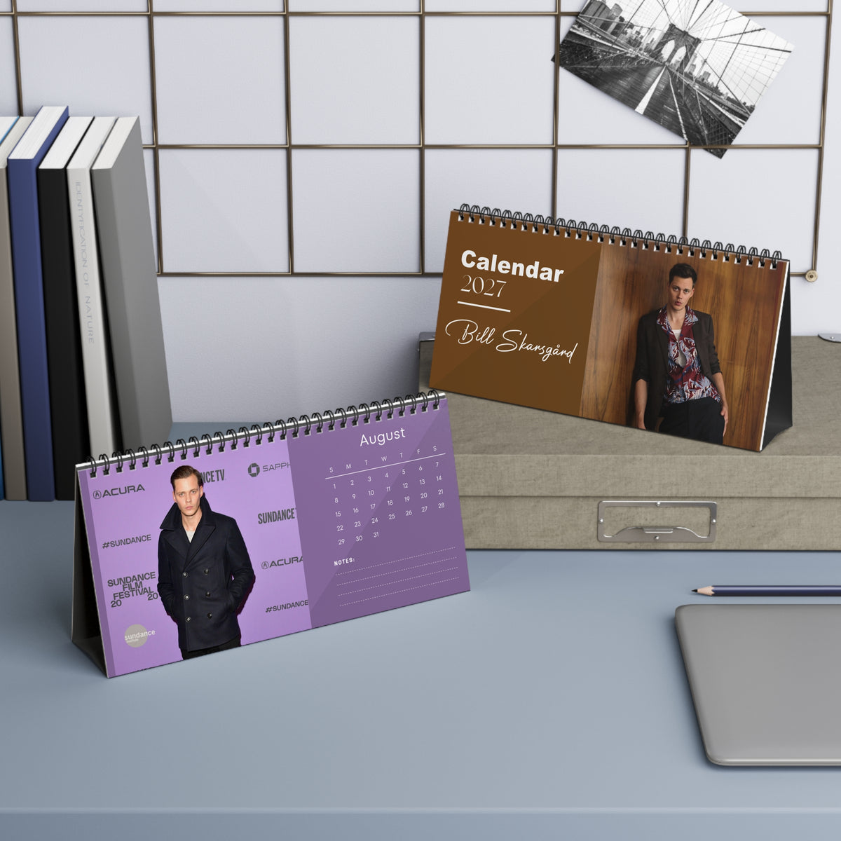 Bill Skarsgård 2027 Desk Calendar Vol 1 | Spiral Bound Photo Calendar | Fan Gift