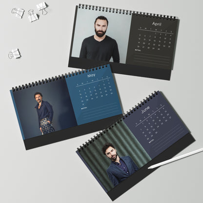 Aidan Turner 2026 Desk Calendar | Celebrity Spiral Bound Photo Calendar | Fan Collectible Gift | Stylish Desk & Office Décor