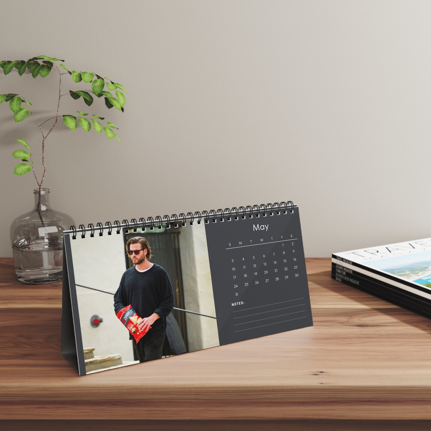Liam Hemsworth 2026 Desk Calendar | Hunger Games Actor | The Diplomat Gift | Celebrity Desk Decor | Office Calendar
