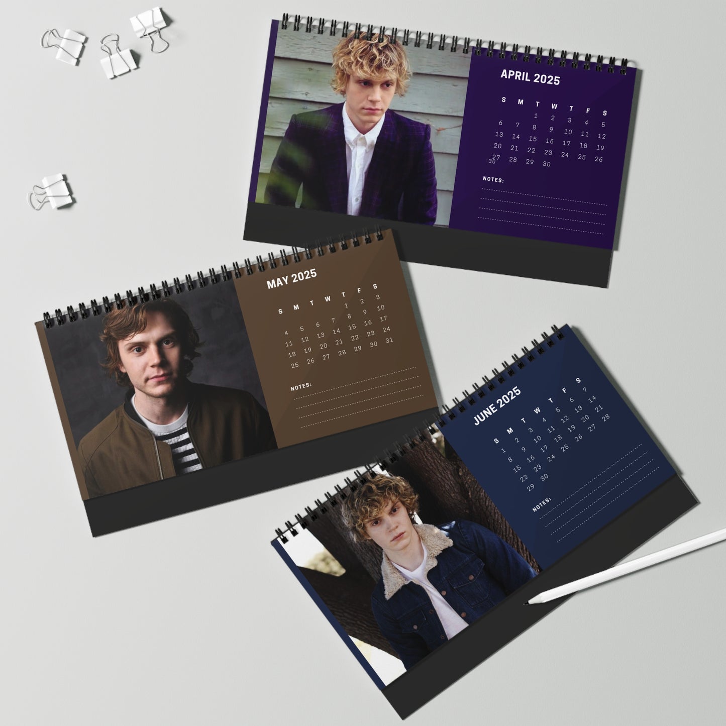 Evan Peters 2025 Desk Calendar | Evan Peters Calendar | Fan Gift