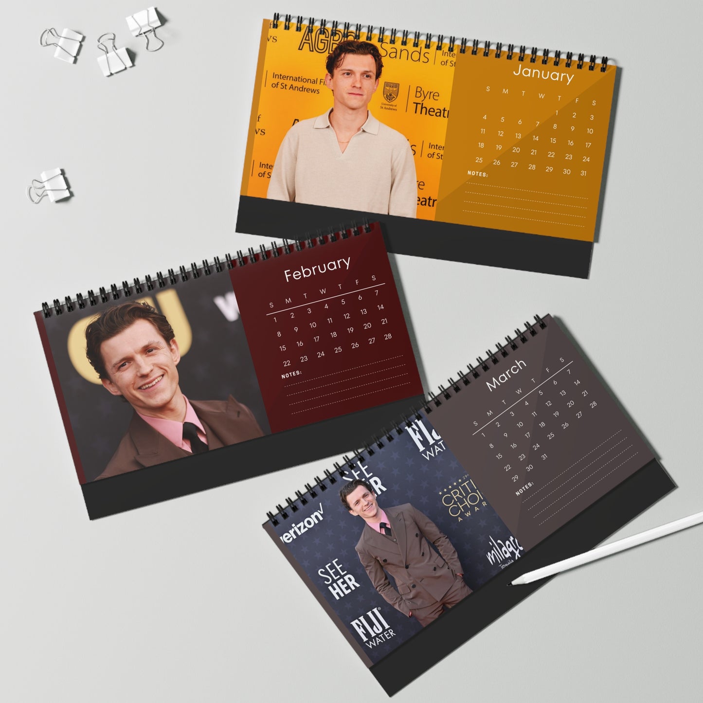 Tom Holland 2026 Desk Calendar |  Star Photo Calendar | Actor Gift for Fans