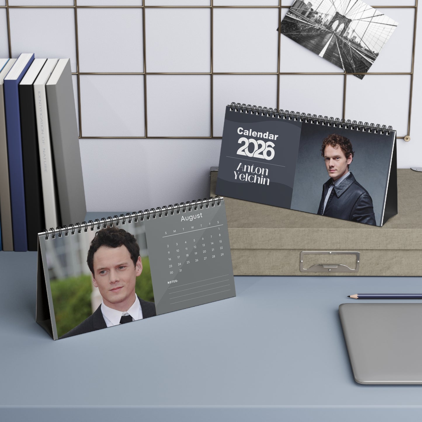 Anton Yelchin 2026 Desk Calendar | Celebrity Spiral Bound Photo Calendar | Fan Collectible Gift | Stylish Desk & Office Décor