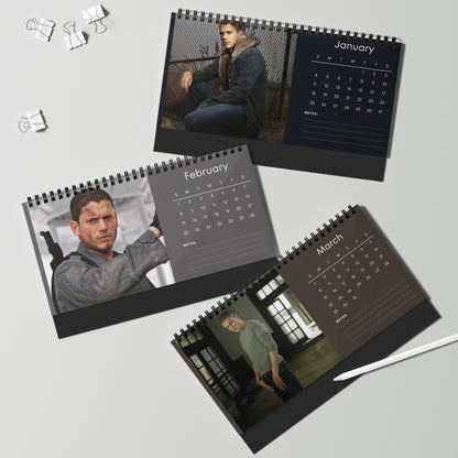 Wentworth Miller 2026 Desk Calendar | Celebrity Spiral Bound Photo Calendar | Fan Collectible Gift | Stylish Desk & Office Décor