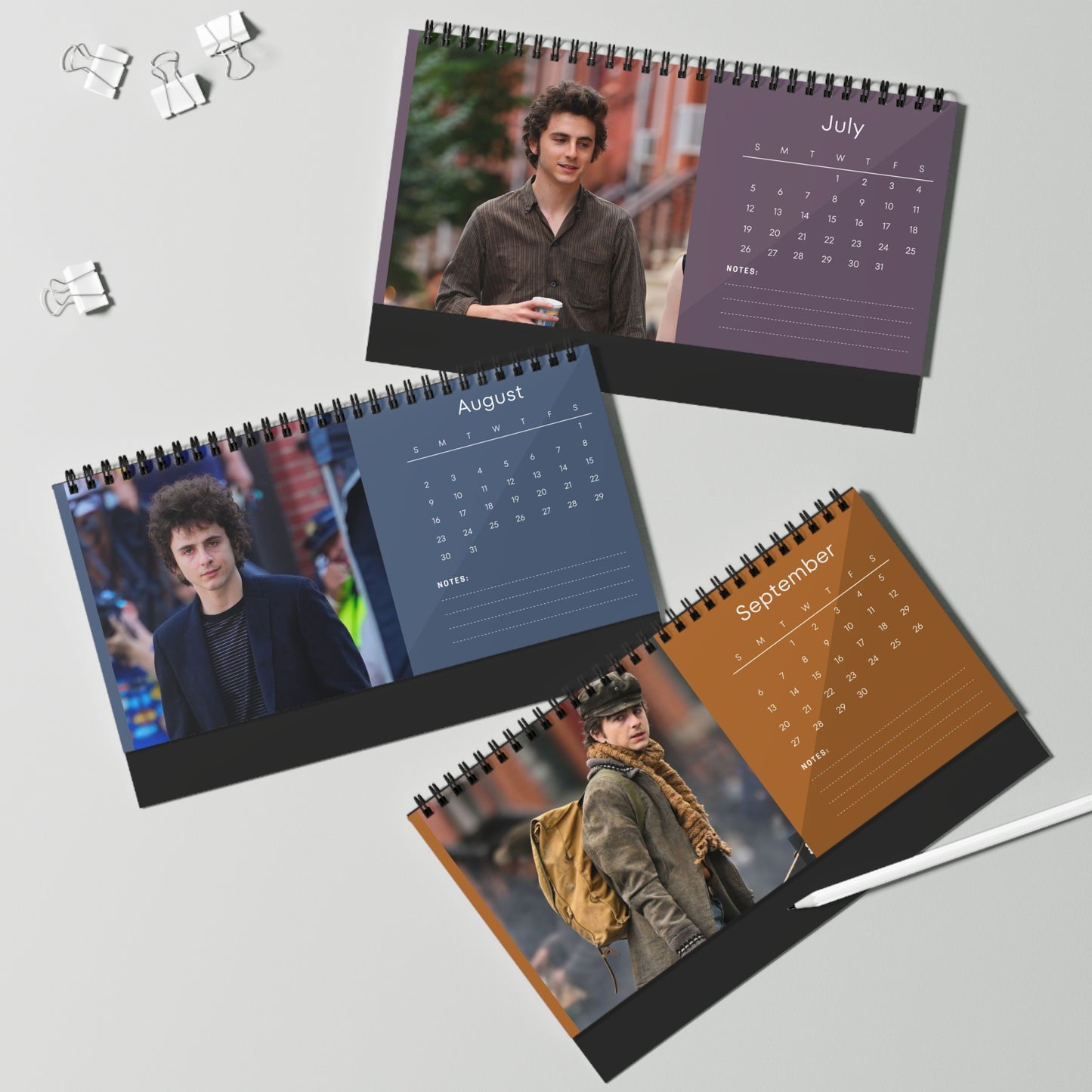 Timothée Chalamet 2026 Desk Calendar | Premium Spiral Bound Celebrity Photo Calendar | High-Quality Fan Gift & Desk Décor