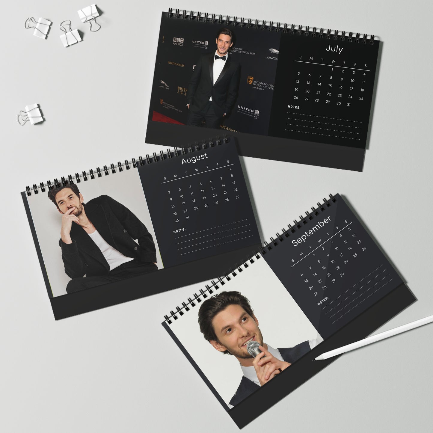 Ben Barnes 2026 Desk Calendar | Shadow and Bone The Chronicles of Narnia Star | Ben Barnes Gift | Actor Calendar | TV Movie Decor