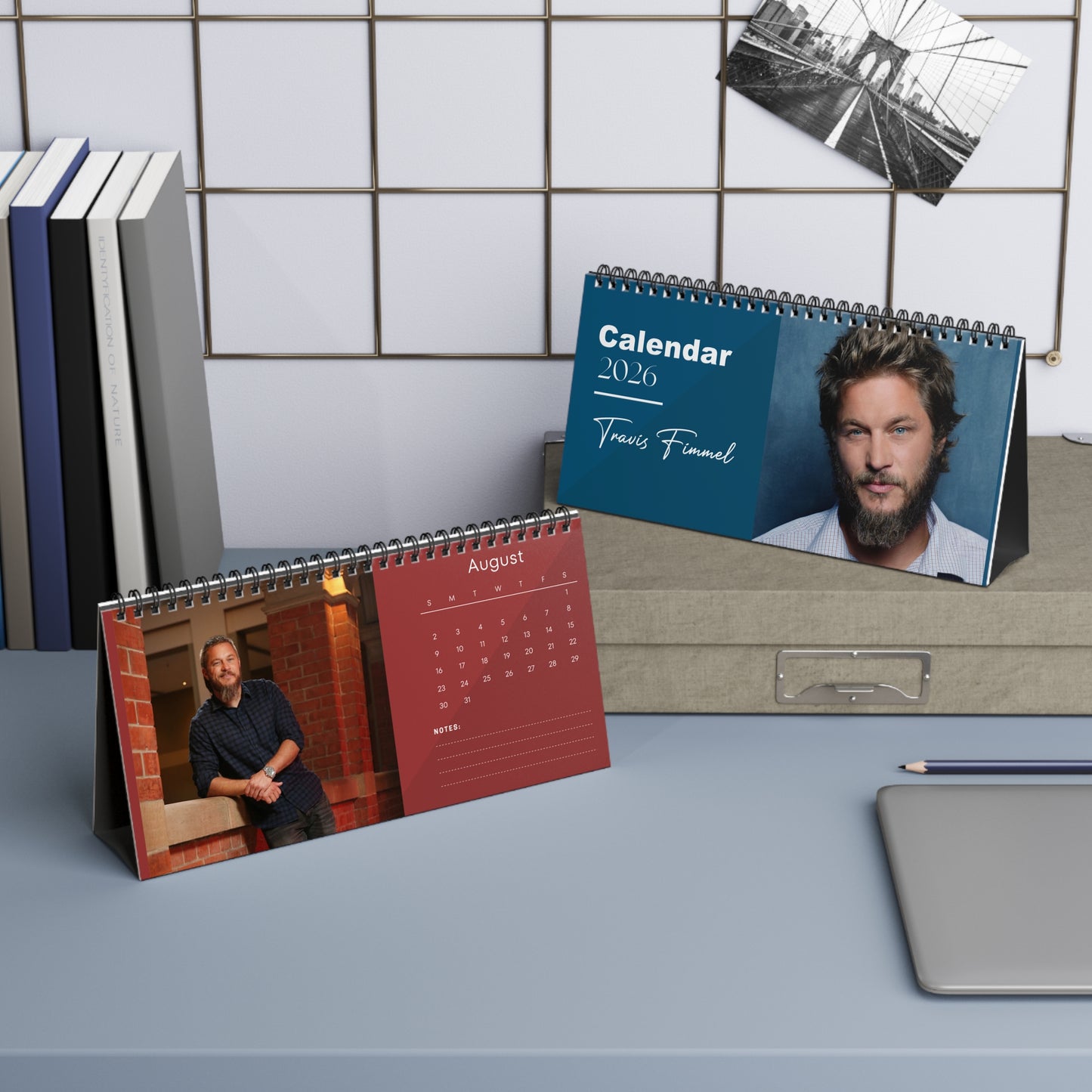 Travis Fimmel 2026 Desk Calendar | Premium Spiral Bound Celebrity Photo Calendar | High-Quality Fan Gift & Desk Décor