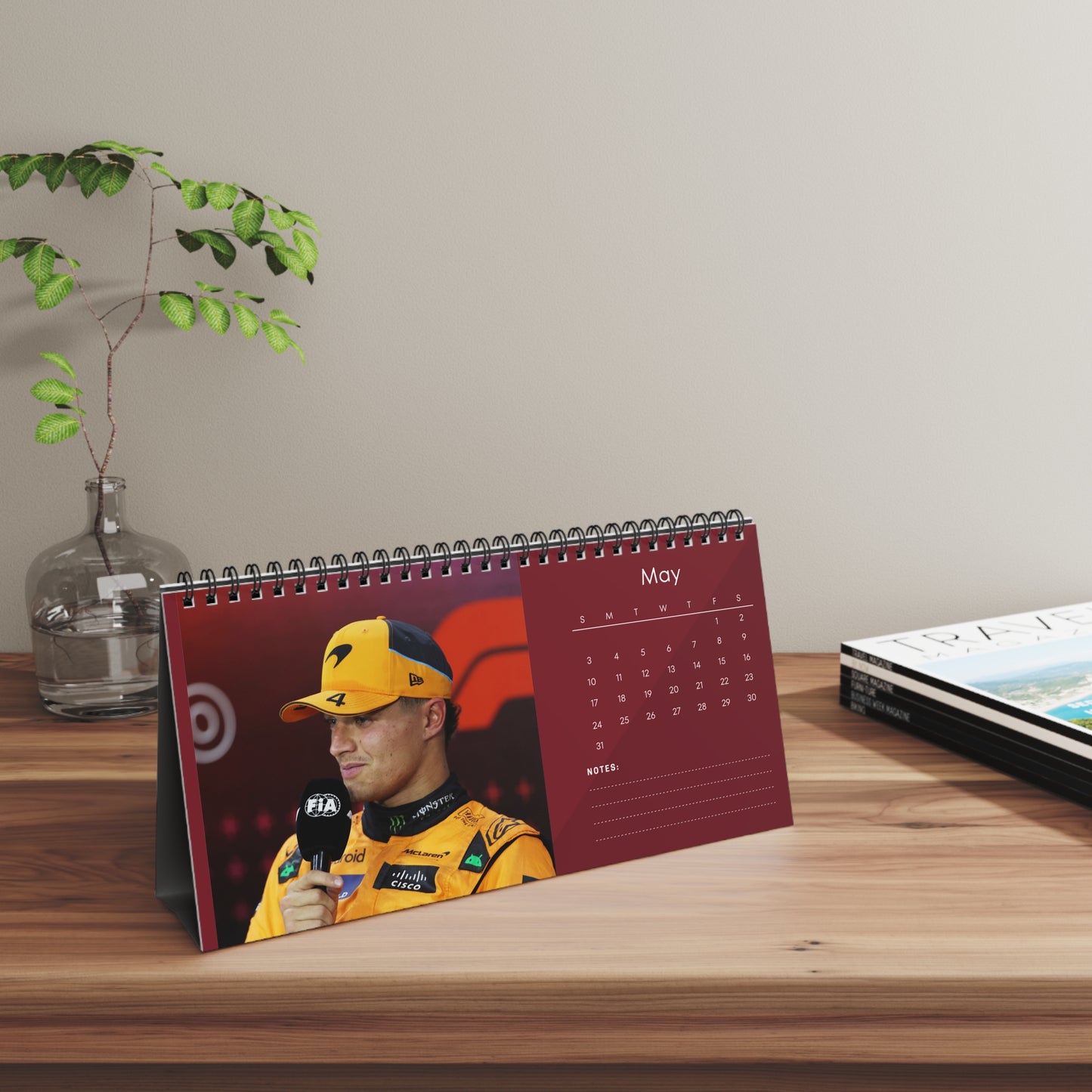 Lando Norris 2026 Desk Calendar | Premium Spiral Bound F1 Star Photo Calendar | High-Quality Fan Gift & Desk Décor