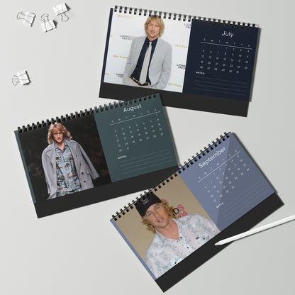 Owen Wilson 2026 Desk Calendar | Premium Spiral Bound Celebrity Photo Calendar | High-Quality Fan Gift & Desk Décor
