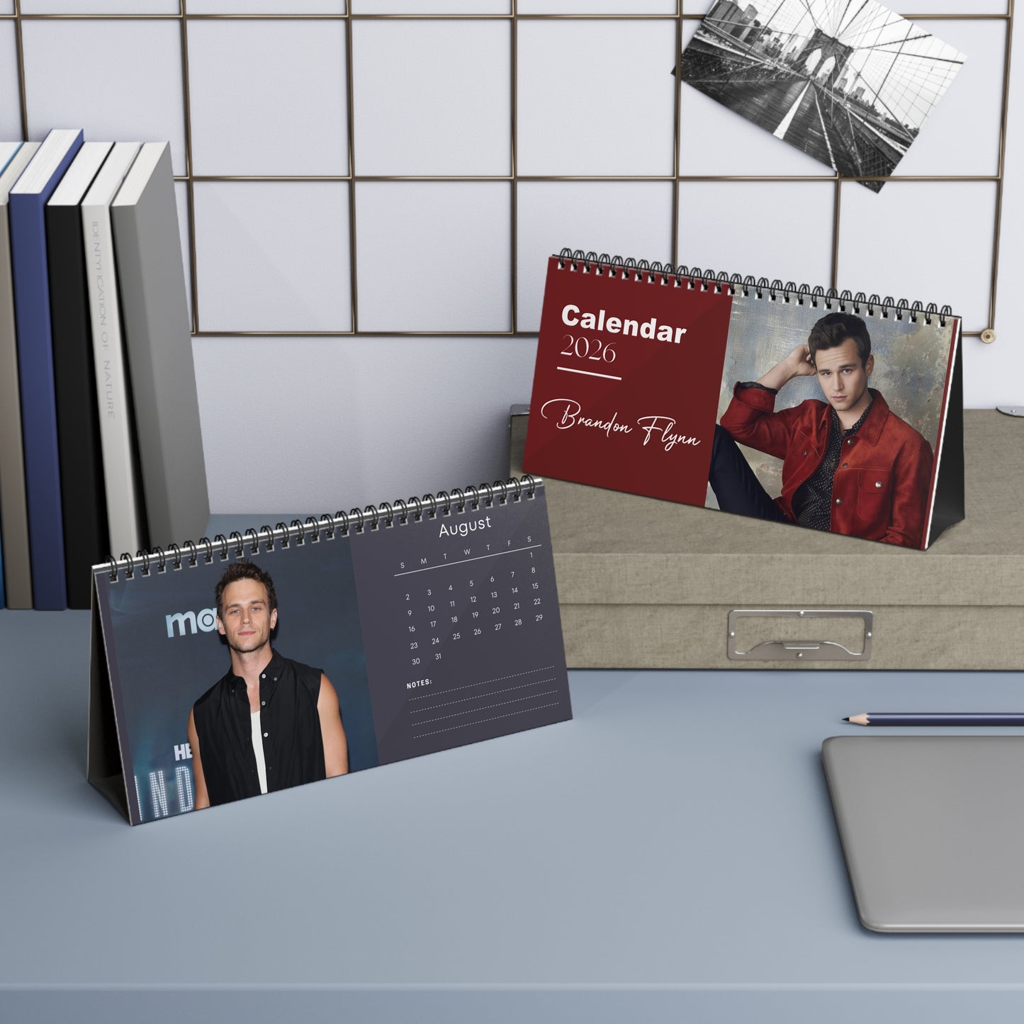 Brandon Flynn 2026 Desk Calendar | 13 Reasons Why Actor | TV Star Gift | Home Office Decor | Celebrity Planner