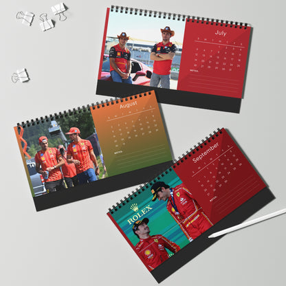Charles Leclerc & Carlos Sainz 2026 Desk Calendar | F1 Racing Stars Spiral Bound Photo Calendar | Fan Collectible Gift | Stylish Desk Décor